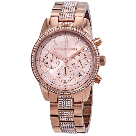 michael kors ritz pavé chronograph watch|Michael Kors Women's Chronograph Ritz Stainless Steel Pavé.